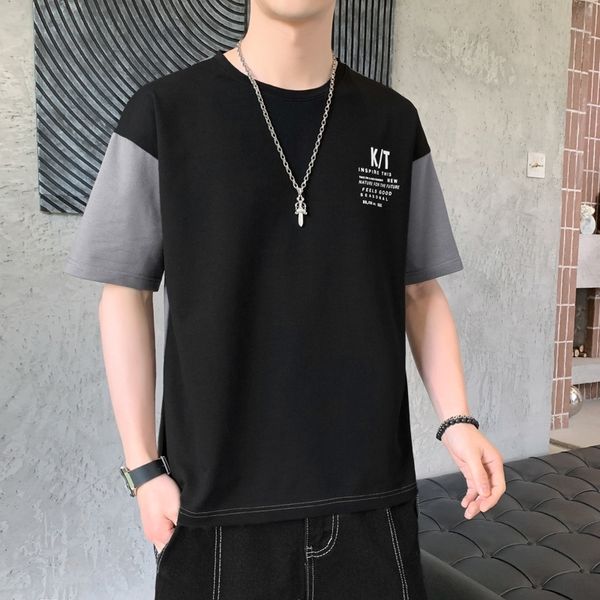 

wuxs short sleeve summer 2021 korean fashion t-women's inschao brand loose men's t-shirts) casual ice silk t-shirt, White;black