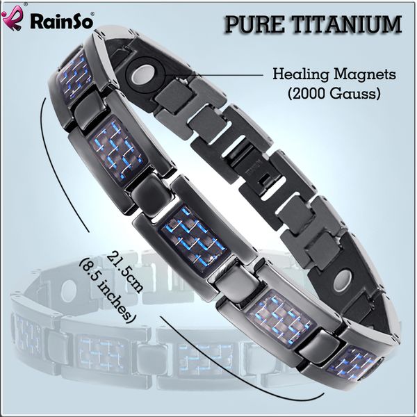 

rainso bio energy titanium bracelet bangle magnetic health care relief the pain bracelets for men friendship jewelry fashion, Black