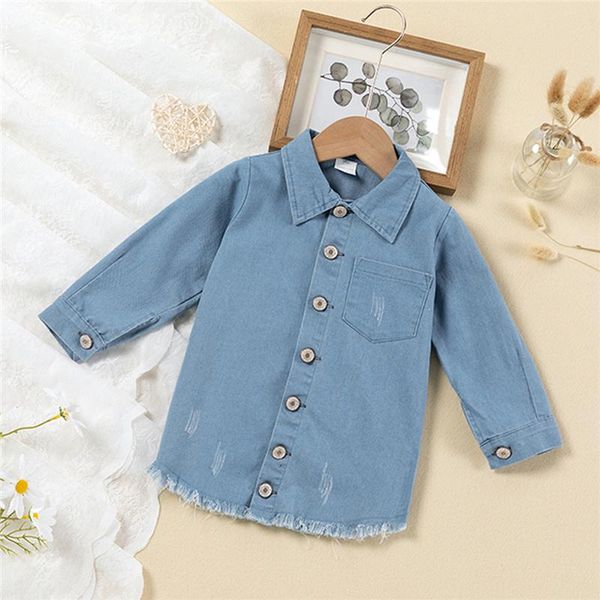 

jackets blotona kids girls casual coat, long sleeve denim lapel buttons cardigan dress spring fall loose , blue, 1-6years, Blue;gray