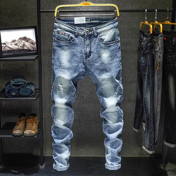 

men's jeans light blue slim fit elastic skinny