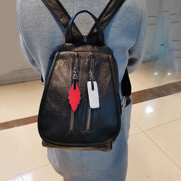 

outdoor bags women's bag style europe and america fashion backpack washing pu small