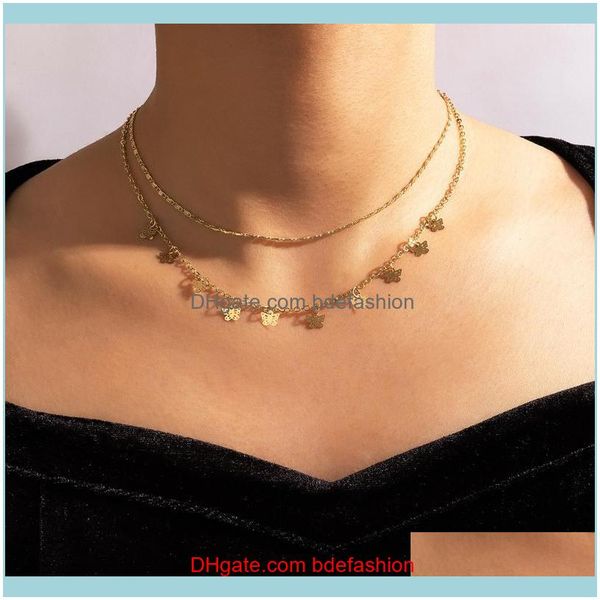 

necklaces & pendants jewelryhuangtang boho little butterfly choker necklace for women double layer gold color chains beach jewelry party col, Golden;silver