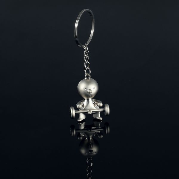 

creative gift p mr. new strange little broken child weight lifting metal key chain, Slivery;golden