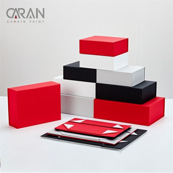 

gift wrap 10 pieces / lot foldable rigid cardboard independent factory parting gifts packaging wedding paper white grey black red box