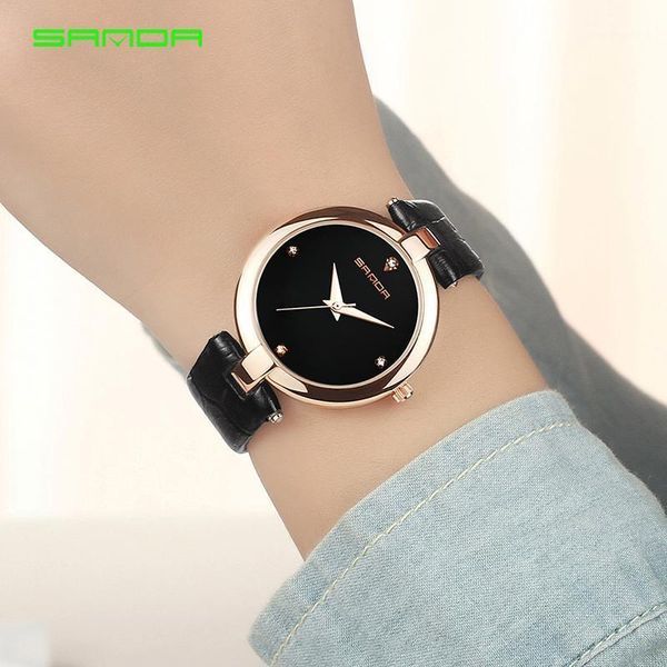 

fashion rhinestone sanda watches women crystal watch ladies leather bracelet dress montre femme wristwatches, Slivery;brown