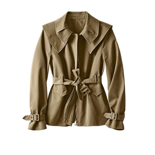 

women's jackets shuchan design womens jacket fashion vintage 74.5% cotton outerwear & coats lace up double-layer wide-waisted clothes w, Black;brown