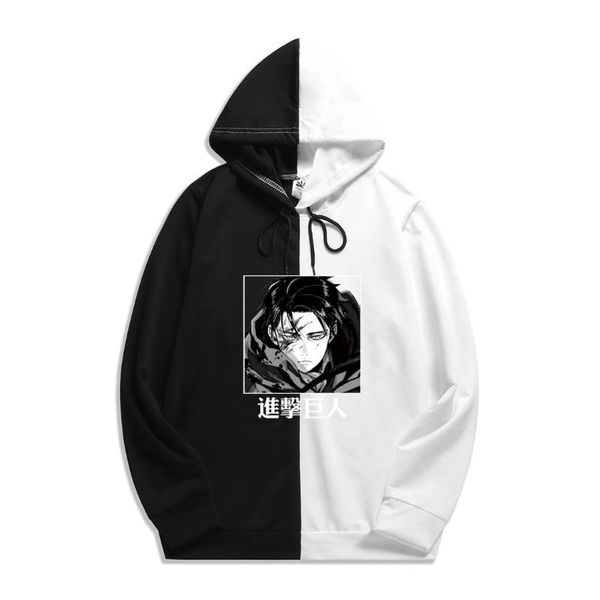 

men's hoodies & sweatshirts 2021 anime attack on titan sportswear hoodie print printing double color sweatshirt harajuku thin clothing, Black