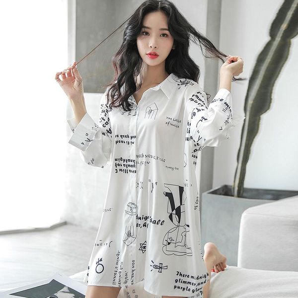 

women's blouses & shirts white women fashionable letter printed casual loose long sleeves lady all-match elegant chiffon