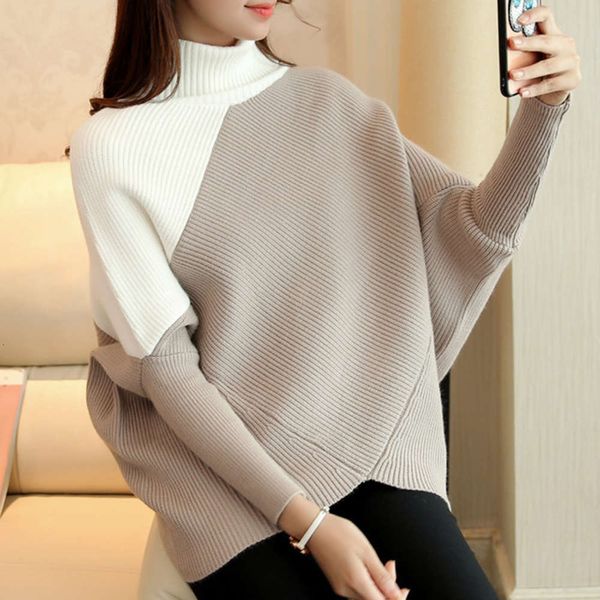

women's sweaters sweater autumn and winter high collar student's long sleeve pullover bottom korean version needle bat coat women&, White;black