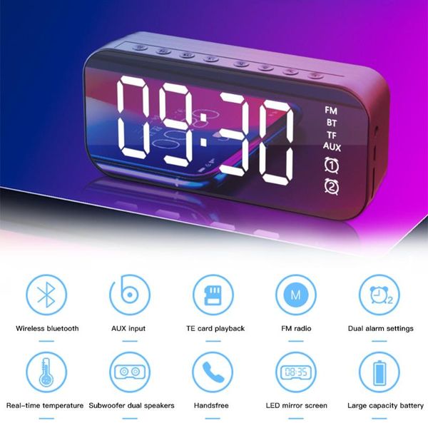 

other clocks & accessories deskmirror led alarm clock wireless bluetooth speaker electronic digital table with dual mode for office home