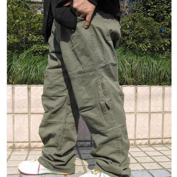 

men's pants cargo men casual cotton trousers loose baggy straight joggers man clothing, Black