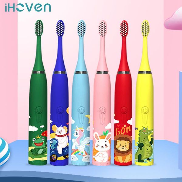 

smart electric toothbrush ihoven sonic children's kids cleaning oral toothbush bacteria 6 replacement brush heads usb charging