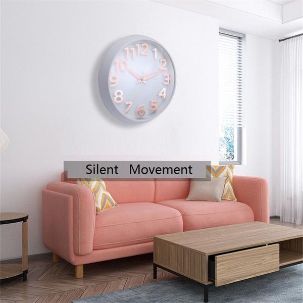 

wall clocks white clock 12 inch modern silent living room simple large 3d stereo digital quartz home bedroom el lobby watch