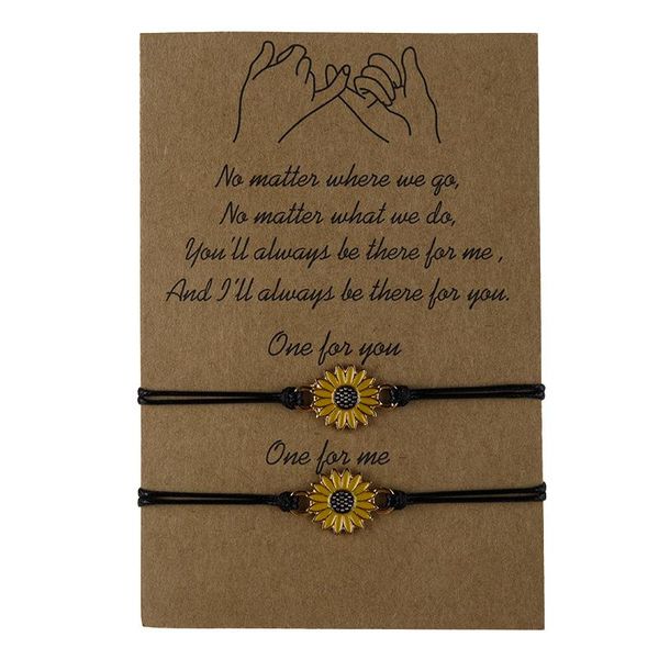 

charm bracelets sunflower pinky promise friend long distance friendship gifts for women teen girls, Golden;silver