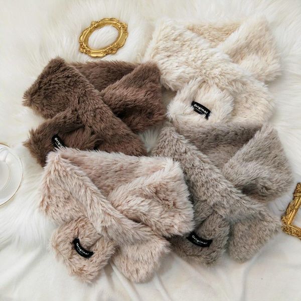 

scarves women scarf style autumn and winter cute velvet rex fur warm pullover neck protection all-match multicolor, Blue;gray