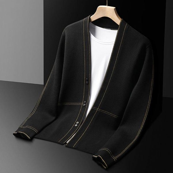 

men's sweaters spring cardigan sweater light business casual gentleman wear coat trend, White;black