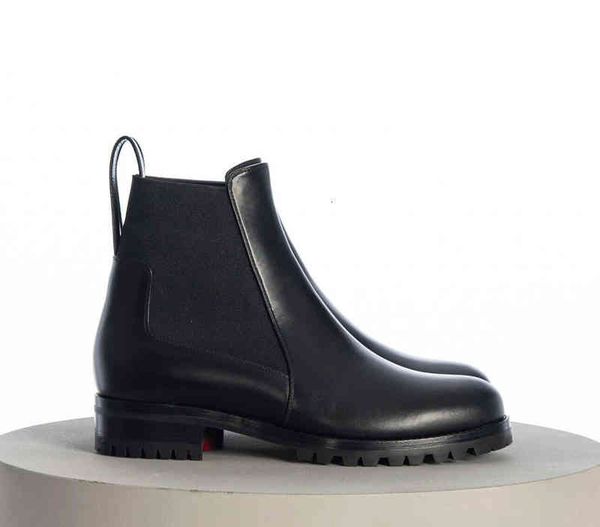 

red famous brand bottom ankle boots women marchacroche chelsea in black smooth leather minimalist comfortable woman sole