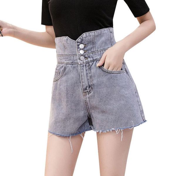 

denim shorts women summer high-waisted loose thin wide-leg short jeans women's, White;black