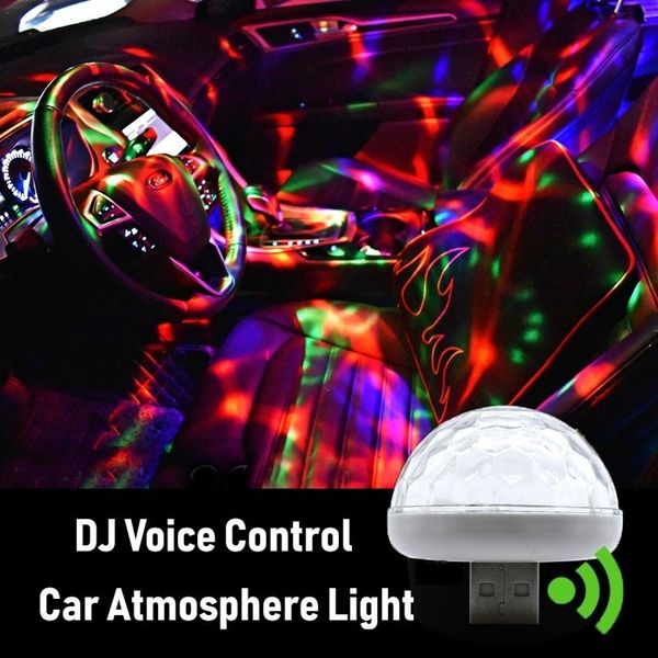 USB Car Atmosphere Light красочная диджейская музыкальная лампочка для автозастроения в виде светодиодных лампочек.
