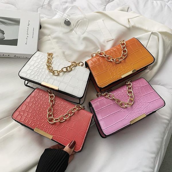 

evening bags women's bag alligator patter pu leather shoulder crossbody for women casual ladies thick chain solid color shopper handbag