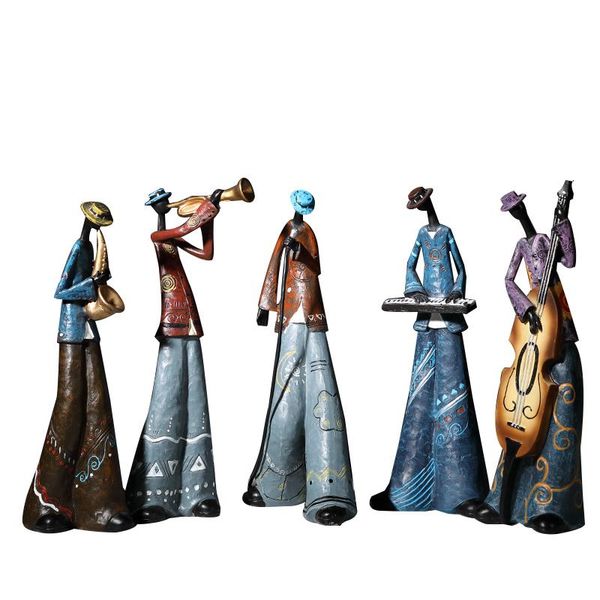 

decorative objects & figurines creative rock band resin retro musical instrument musician statue home decoration saxophone guitar singer wf1