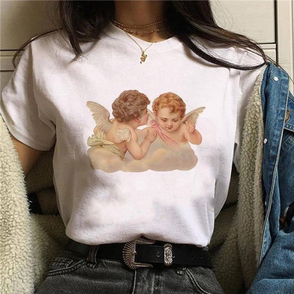 

harajuku tshirts ulzzang cartoon women tee kawaii graphic tees fashion, White