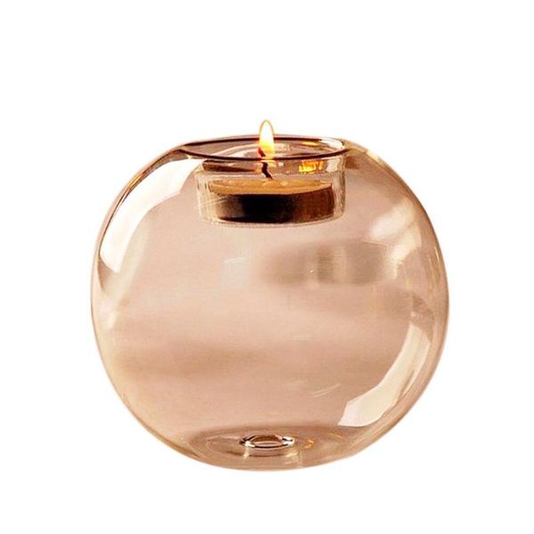 

europe style round hollow glass candle holder wedding candlestick fine transparent crystal dining home decor holders