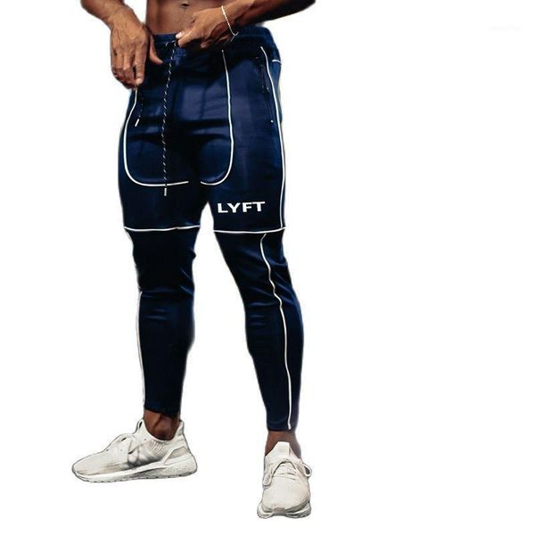 

men's pants autumn fashion street casual jogging reflective strips black tights pencil zipper pocket