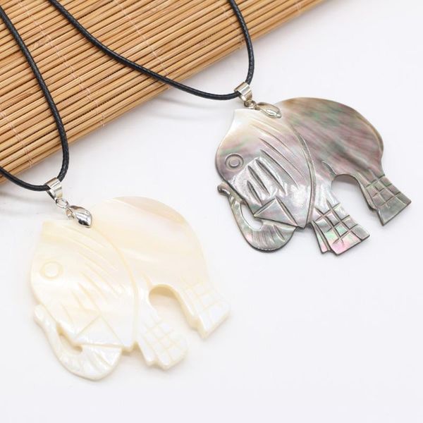 

pendant necklaces natural shell alloy necklace crafted lifelike cute elephant shape temperament charm for men women jewelry gift 50x55mm, Silver