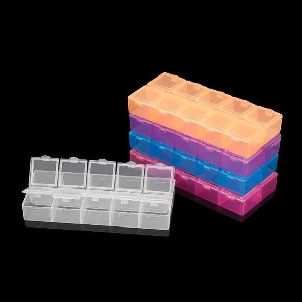 

jewelry pouches, bags double row transparent storage box plastic rectangle holder organizer beads earring container for display case, Pink;blue
