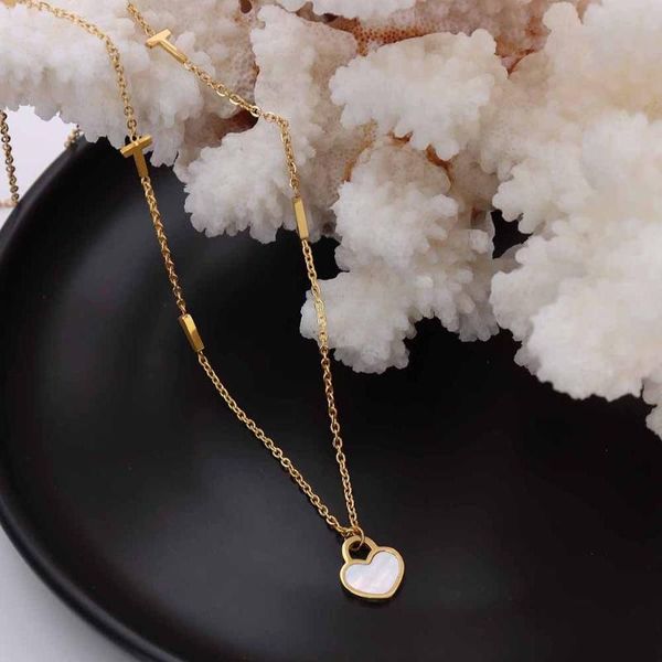 

pendant necklaces stainless steel peach heart necklace gold love white seashell clavicle chain female for women gothic style jewellery, Silver