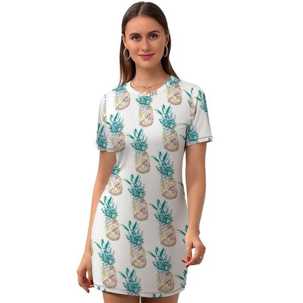 

casual dresses pineapple dress short sleeve spring bodycon ladies patterns spandex comfortable one-piece, Black;gray