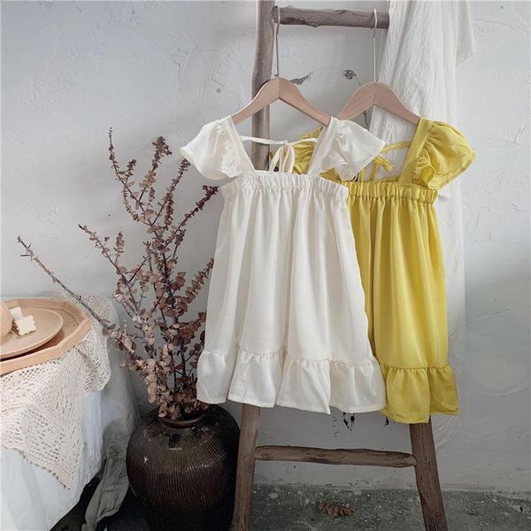 

girl's dresses 2021 summer arrival girls fashion sleeveless dress kids korean design, Red;yellow