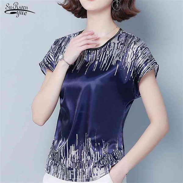 

plus size women blouse short sleeve print fashion shirt loose 's clothing 3816 210421, White