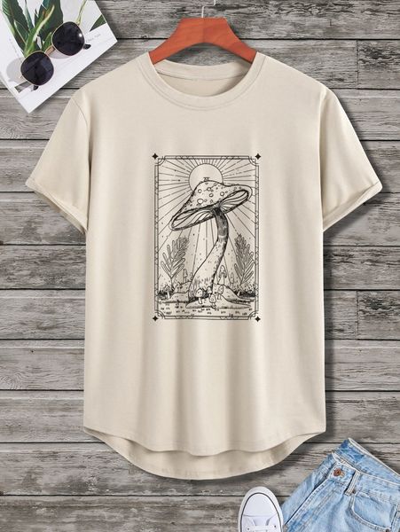 

men mushroom print tee m4la#, White;black
