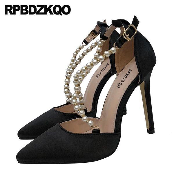

dress shoes black china scarpin ultra red pointed toe stiletto super pearl high heels cross strap 2021 women pumps satin thin
