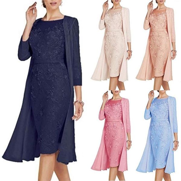 

summer dress women 2021 casual plus size slim office bodycon dresses elegant hollow out lace party cloak 2 set, Black;gray