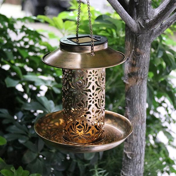 

solar lamps powered bird feeder light waterproof vintage hanging outdoor lamp shape sensitive sensor control garden