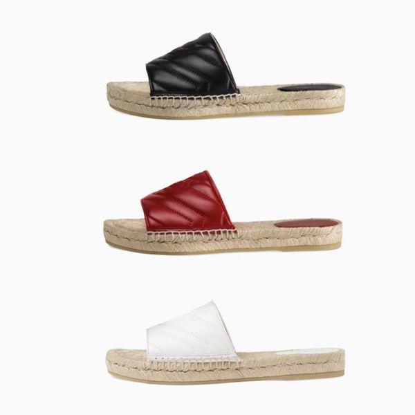

slipper weave designer 4- sandal luxury women double shoes with metal flat the beach platform leather 4 color size espadrille rlwdm, Black
