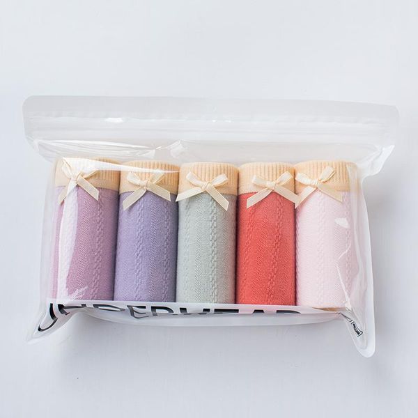 

women's panties 5pcs highwaist women l-xxl underwear cotton briefs, Black;pink