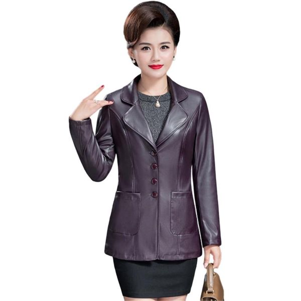 

women's leather & faux plus size short jacket women autumn winter pu jackets middle-aged thick warm bomber 5xl f1143, Black