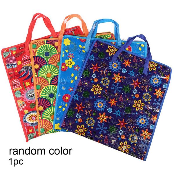 

storage bags waterproof fabric floral reusable quilt organizer tote random color home zipped large capacity bag laundry shopping