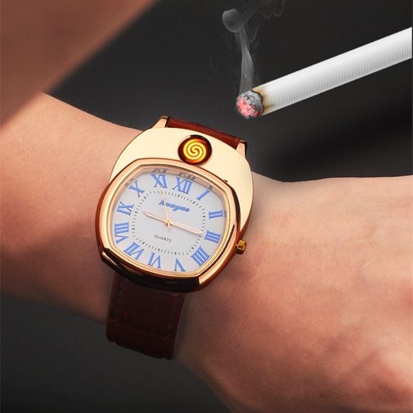 

cigarette lighter windproof watch wristwatches zbnssy01739, Slivery;brown