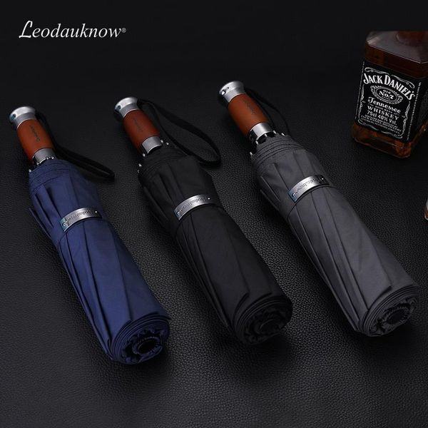 

umbrellas wooden folding umbrella men rain full automatic black storm women business windproof gift box y6s