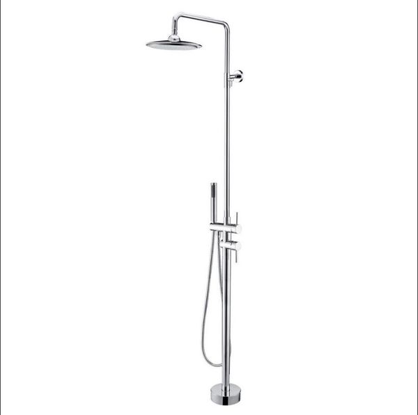 

modern bathroom floor mount clawfoot rain shower head hand standing 008 sets