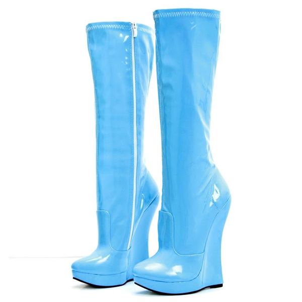

boots .08in high height women's party wedges heel knee-high us size 6-14 no.mt1808, Black