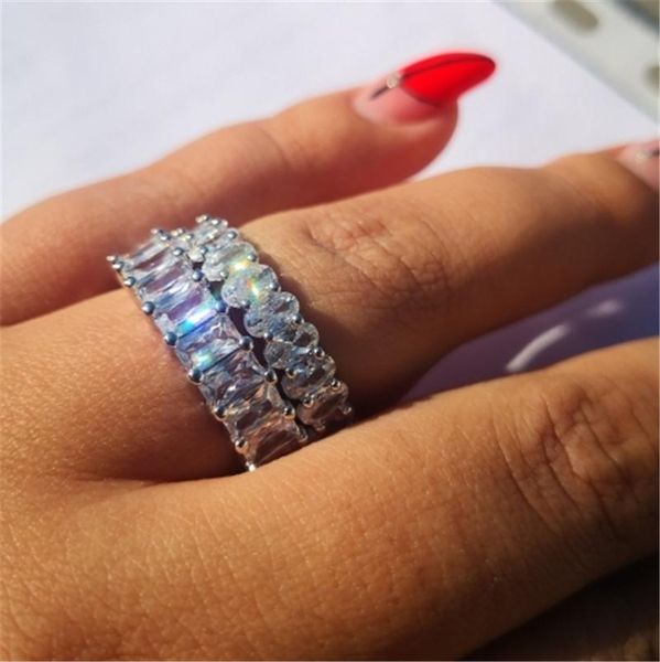 

wedding rings female promise ring 925 sterling silver princess cut 4mm cz engagement band for women men fashion jewelry, Slivery;golden