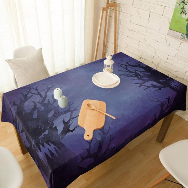 

table cloth halloween purple misty forest cotton linen tablecloth spandex elastic dining chair cover print for kitchen decor