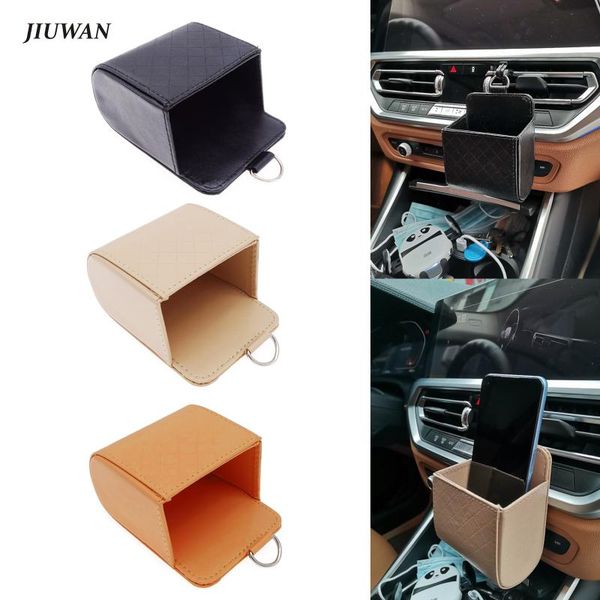 

car organizer auto storage bag air vent outlet box pu leather mobile phone holder sunglasses ticket card container tidy