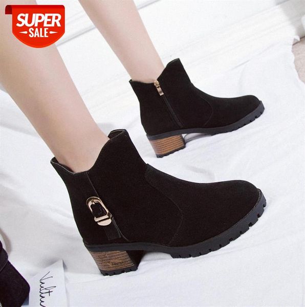 

retro ladies martin boots all-match non-slip round toe nude side zipper ankle #cv5n